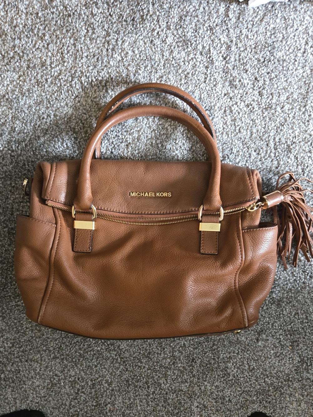 Michael Kors Brown Leather Satchel with Tassel